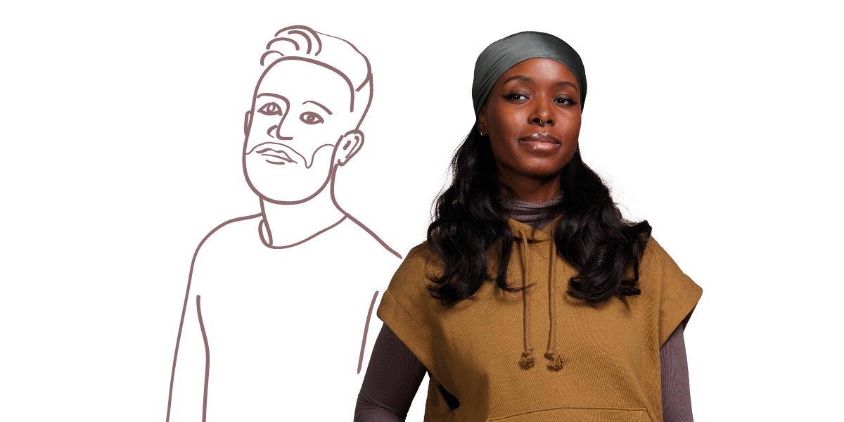 vrouw met tekening man