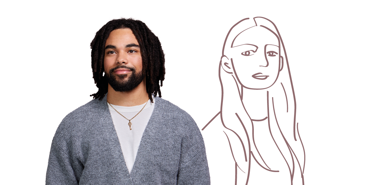 man met tekening vrouw