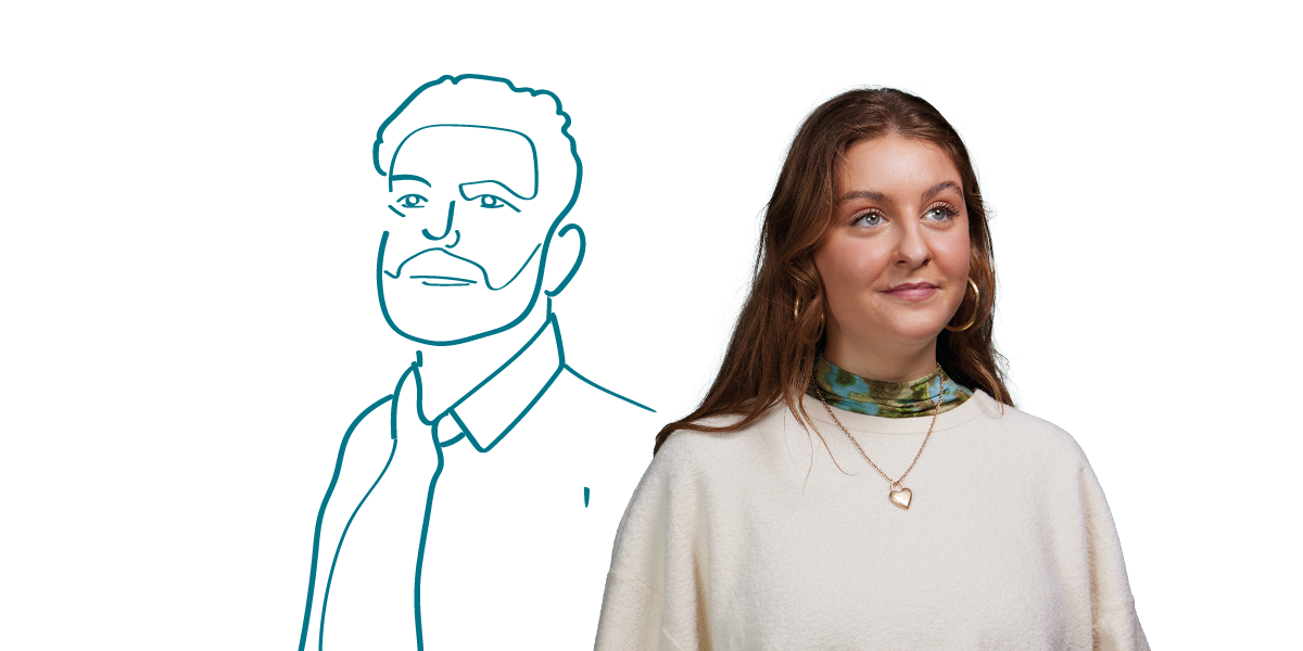 vrouw met tekening man