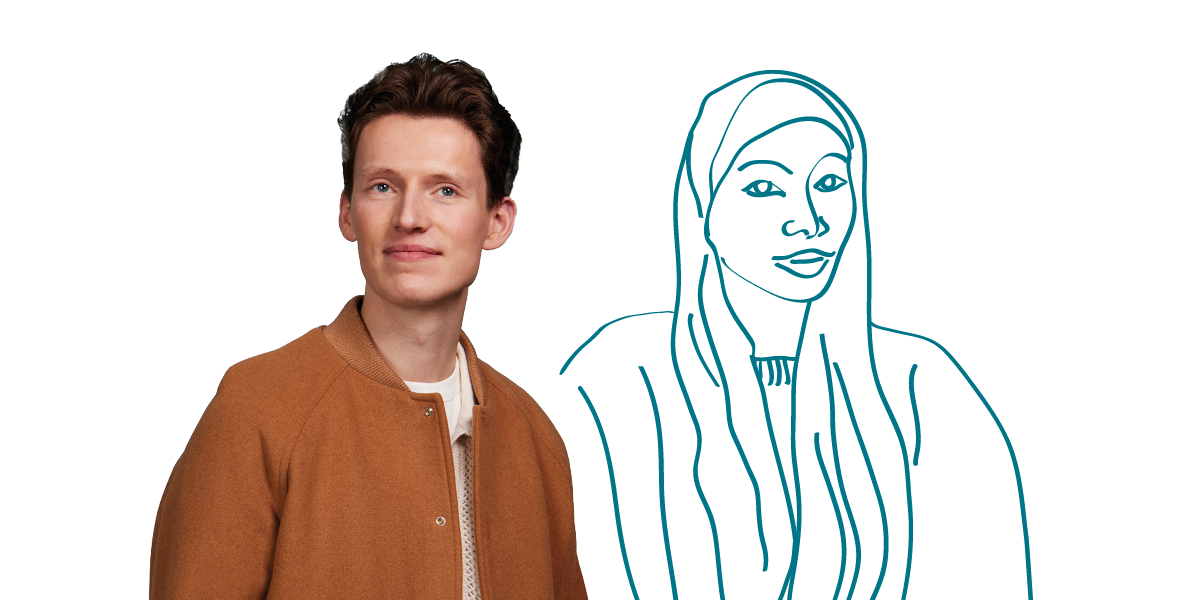 man met tekening vrouw