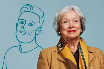 tekening jonge man foto oude vrouw