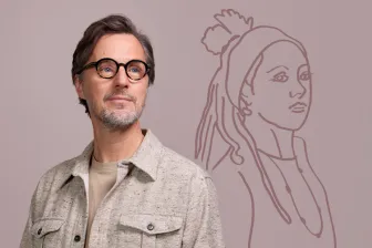 man met tekening vrouw