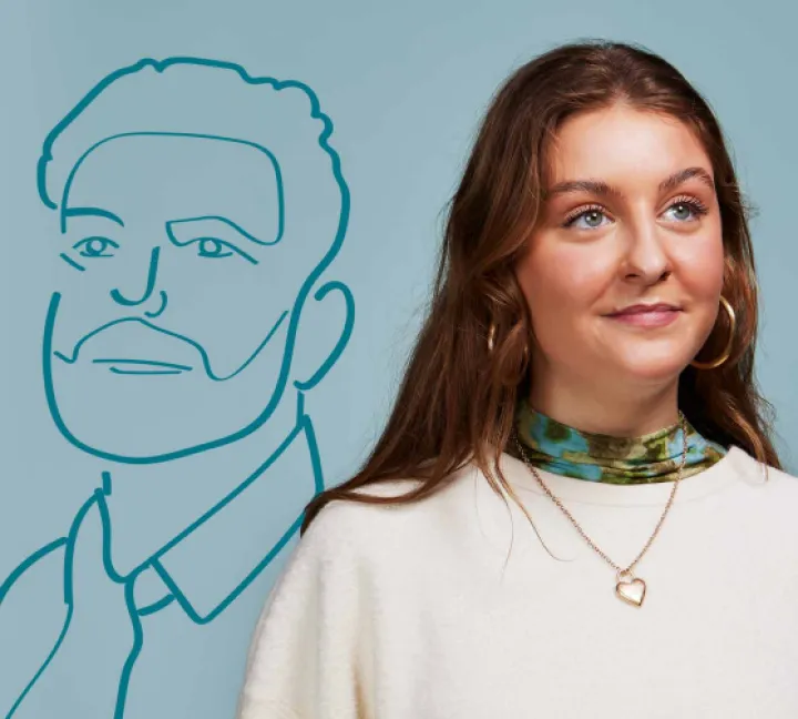 vrouw met tekening man