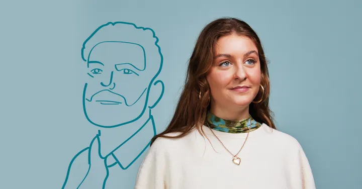 tekening man foto jonge vrouw
