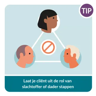 laat je cliënt uit de rol van slachtoffer of dader stappen